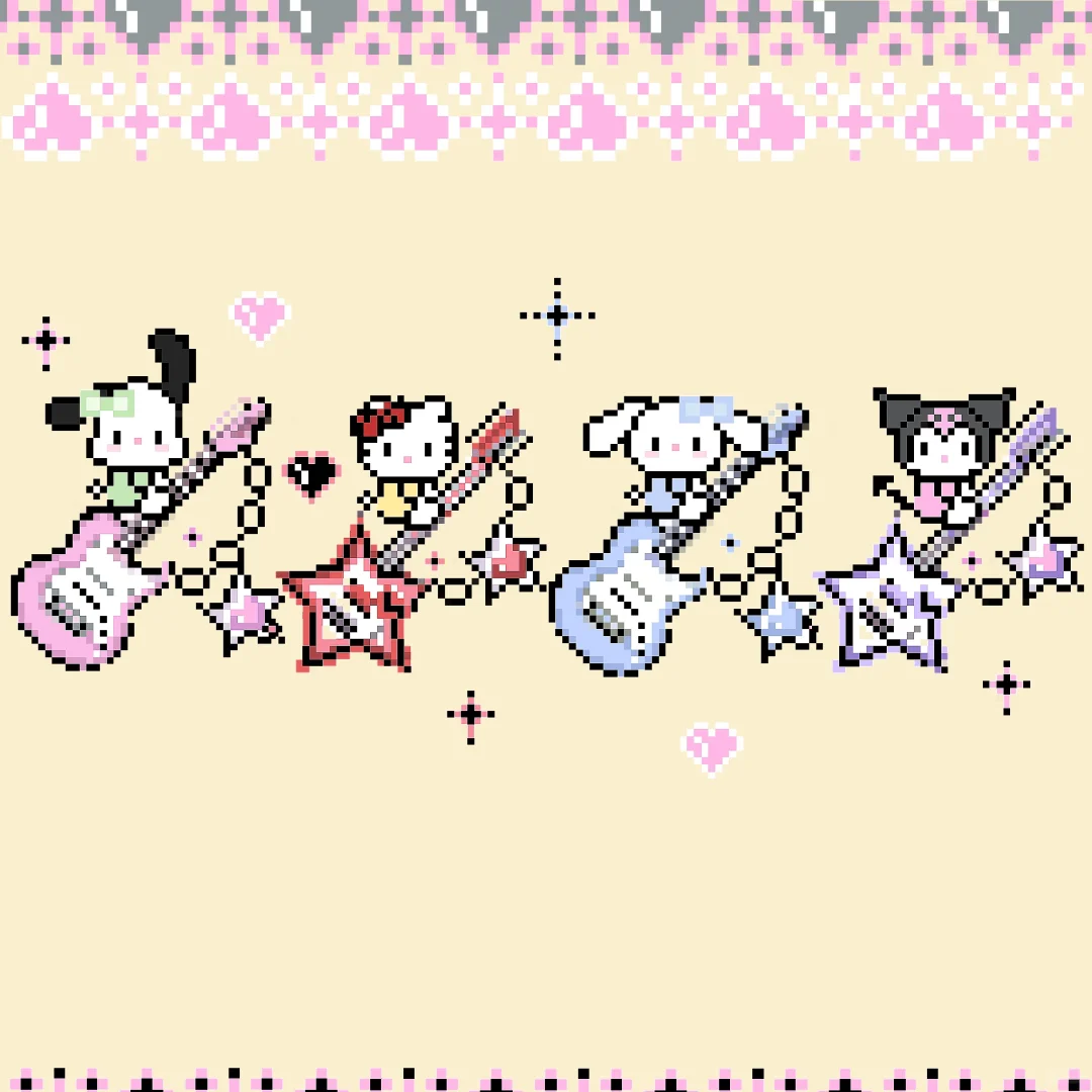 ໒ ྀིɞ̴̶̷.ɞ̴̶̷𓍼ა三丽鸥宝宝🎀与吉他-零一像素实验室