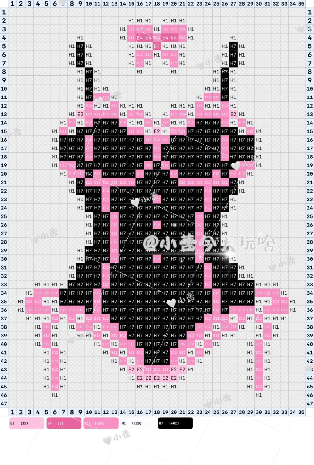 图片[2]-拼豆图纸·黑粉👙&kt🎀-零一像素实验室