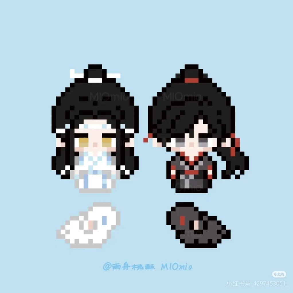 【魔道祖师】蓝忘机&魏无羡｜拼豆图纸-零一像素实验室