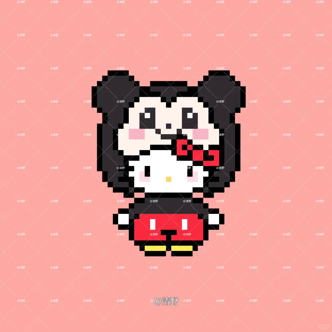 拼豆图纸｜Kitty×米奇-零一像素实验室