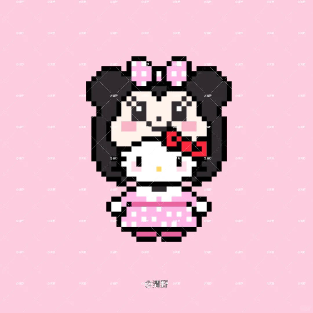 拼豆图纸｜Kitty×米妮-零一像素实验室