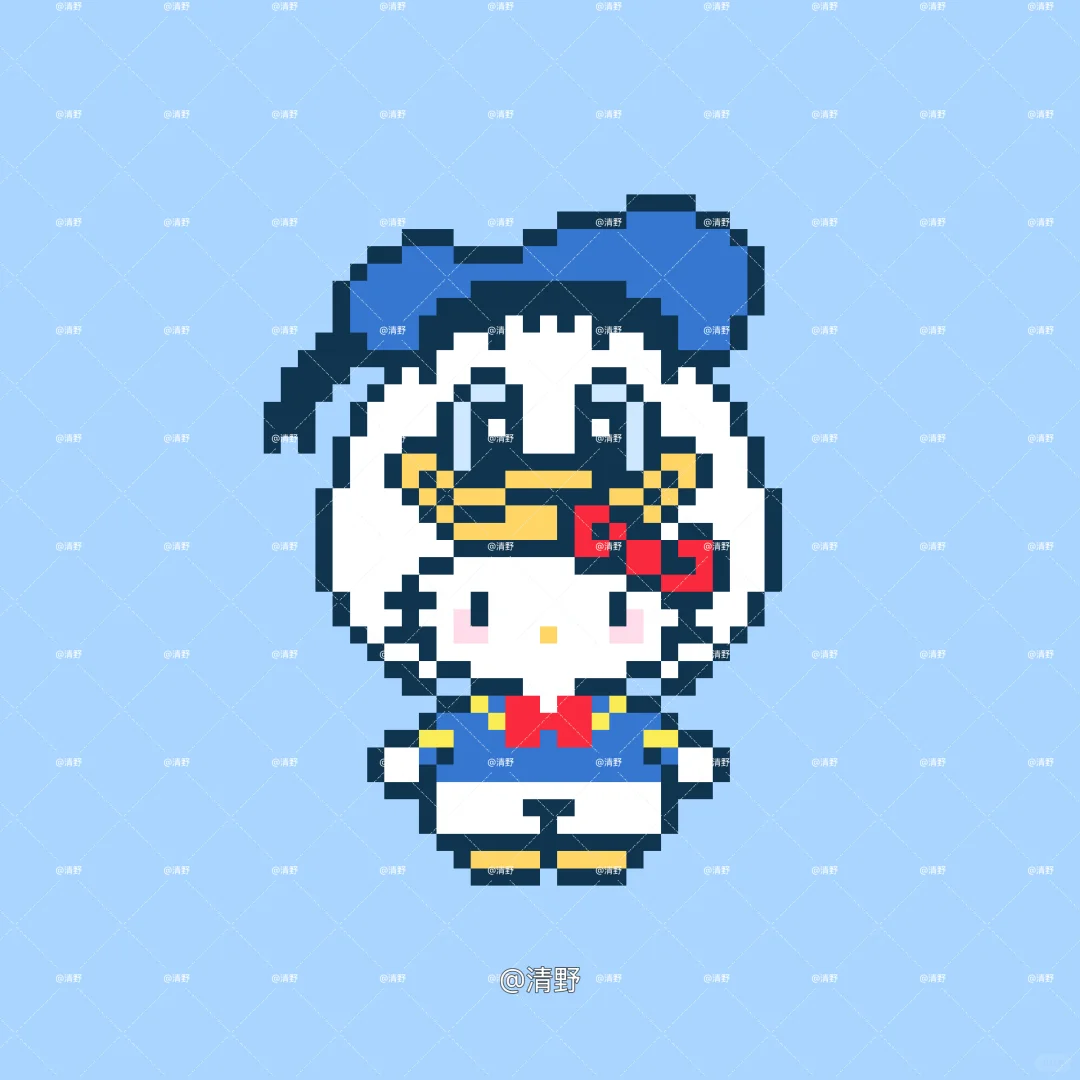 拼豆图纸｜Kitty×唐老鸭-零一像素实验室
