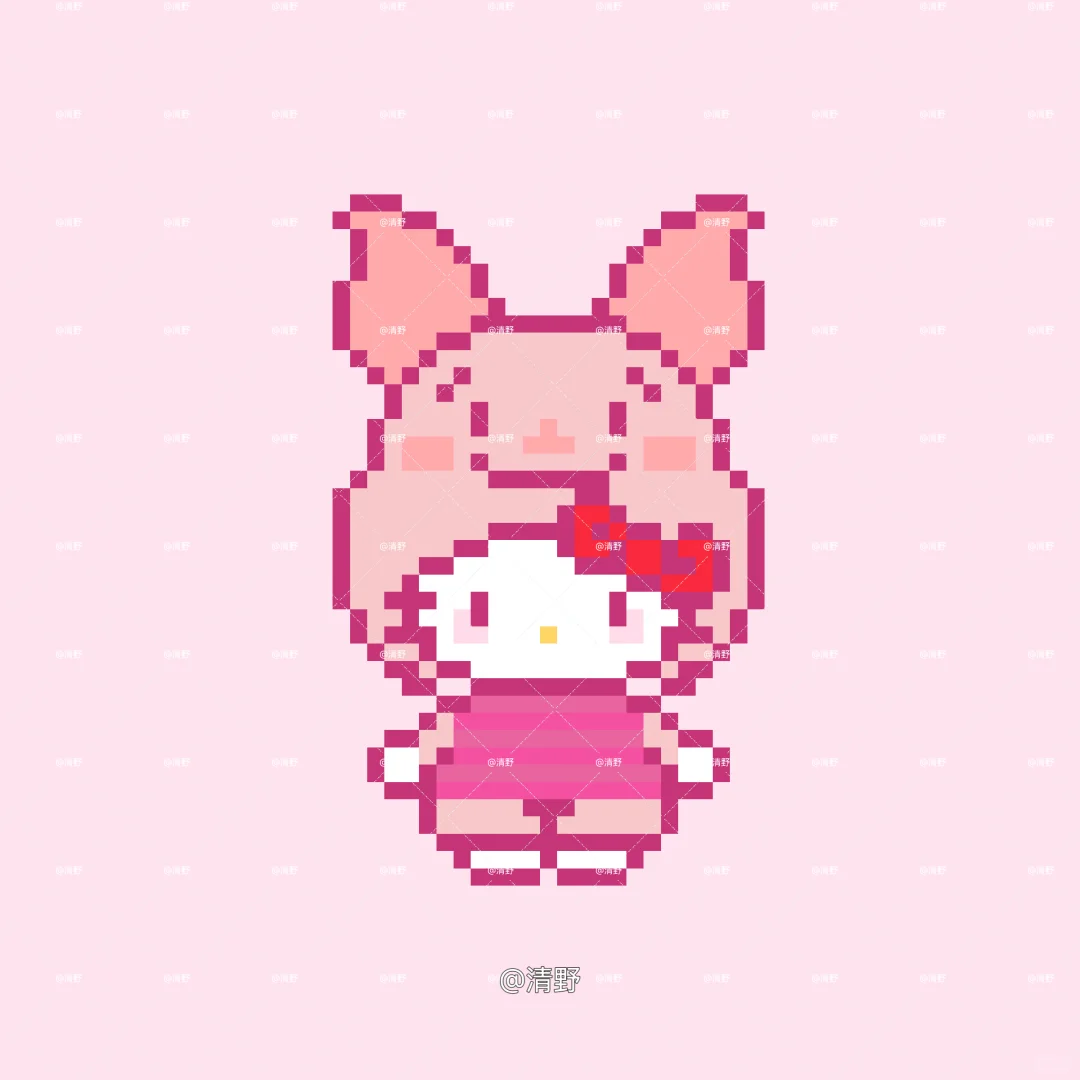 拼豆图纸｜Kitty×小猪皮杰-零一像素实验室