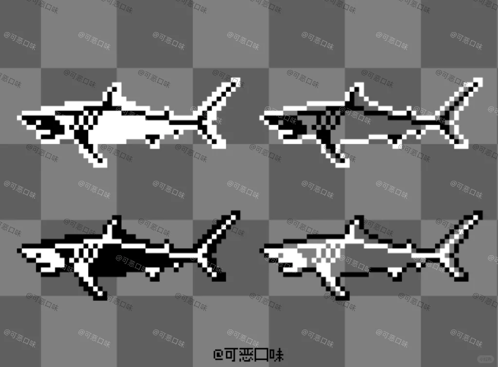 像素画｜鲨鱼骨骼⑫-零一像素实验室