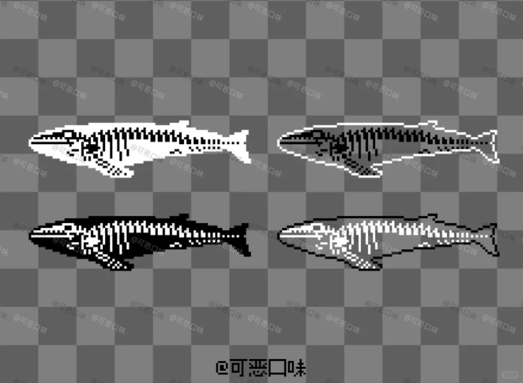 像素画｜鲸鱼骨骼⑱-零一像素实验室
