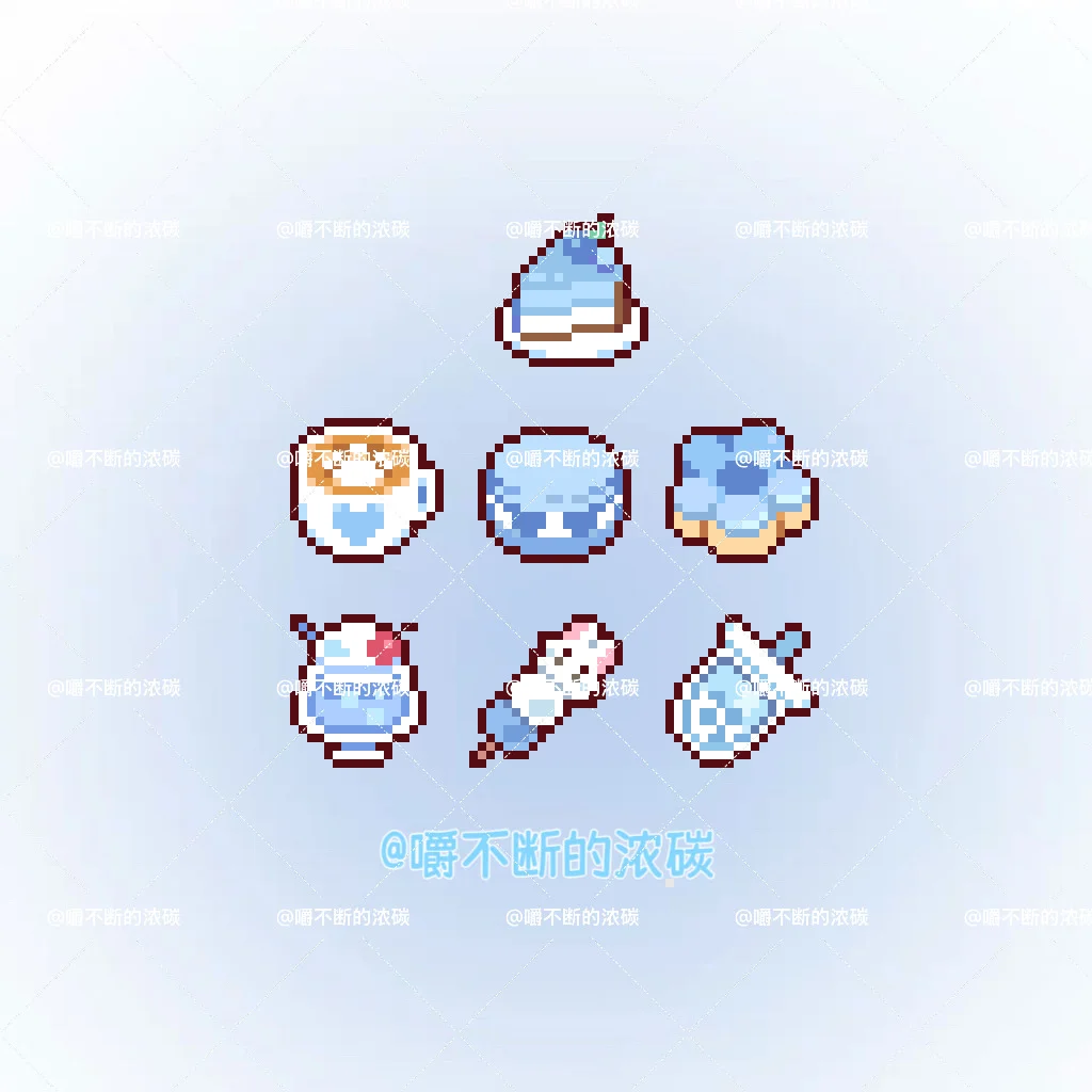 拼豆图纸｜蓝色甜品🧊小鼻嘎-零一像素实验室