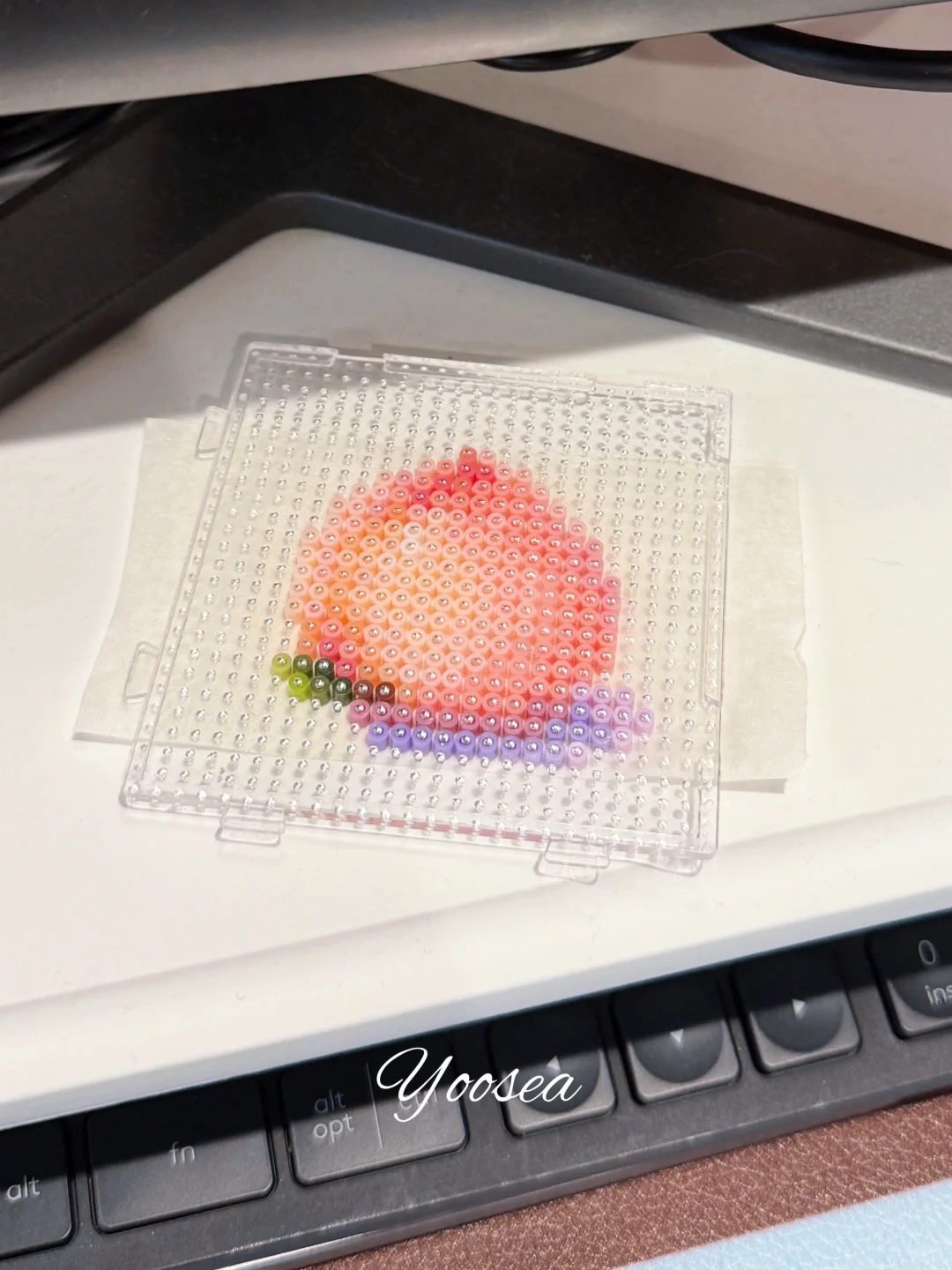 🍑拼豆图纸｜一颗3D水蜜桃～迷你超立体！-零一像素实验室
