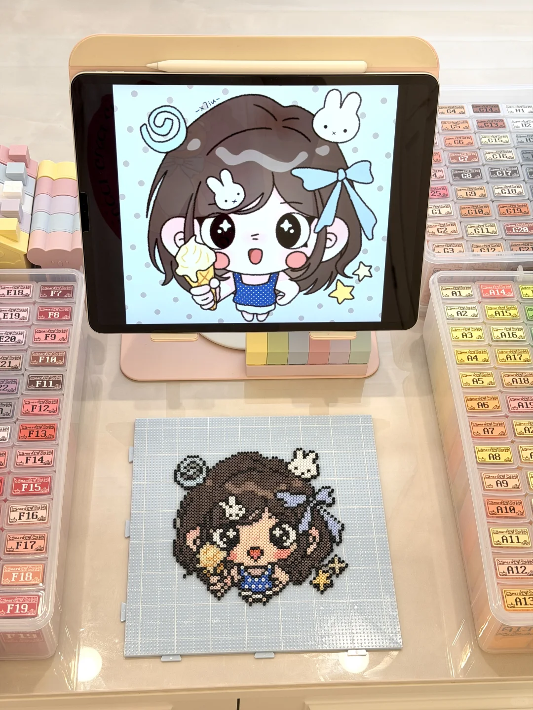 拼豆日记 | 🍦滴滴(๑•̀ω•́๑)夏日来电～-零一像素实验室