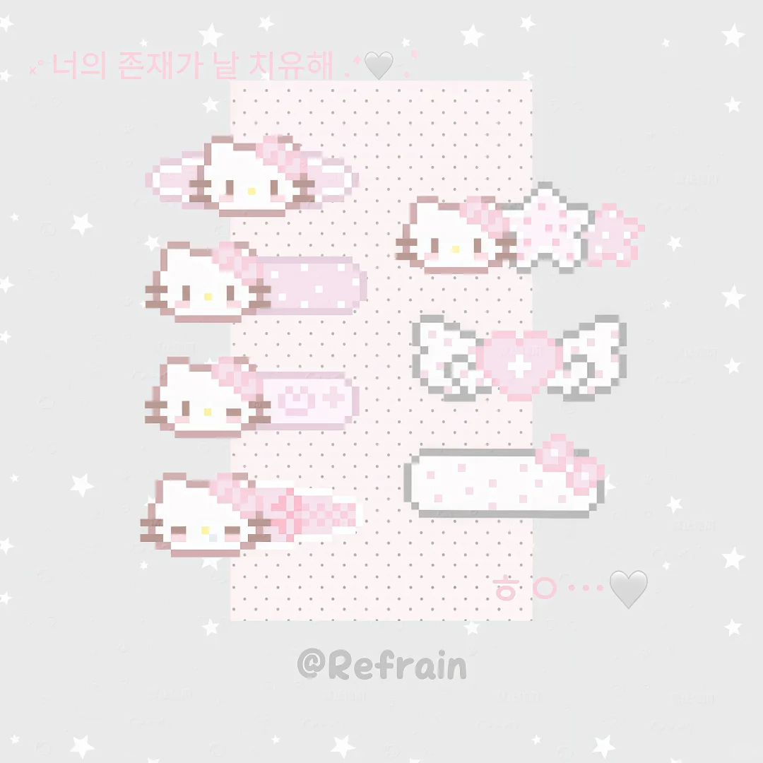 拼豆图纸｜韩系kitty小发夹🤍-零一像素实验室