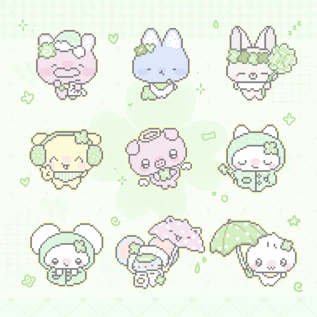 ✧⑅ ♪⁺拼豆图纸｜古早幸运萌物🍀-零一像素实验室