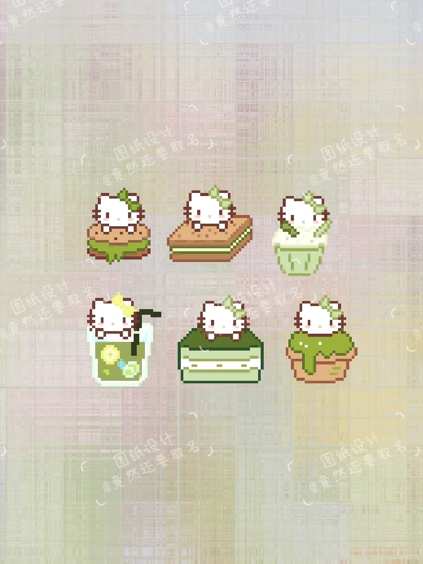 拼豆｜绿色系HelloKitty-零一像素实验室