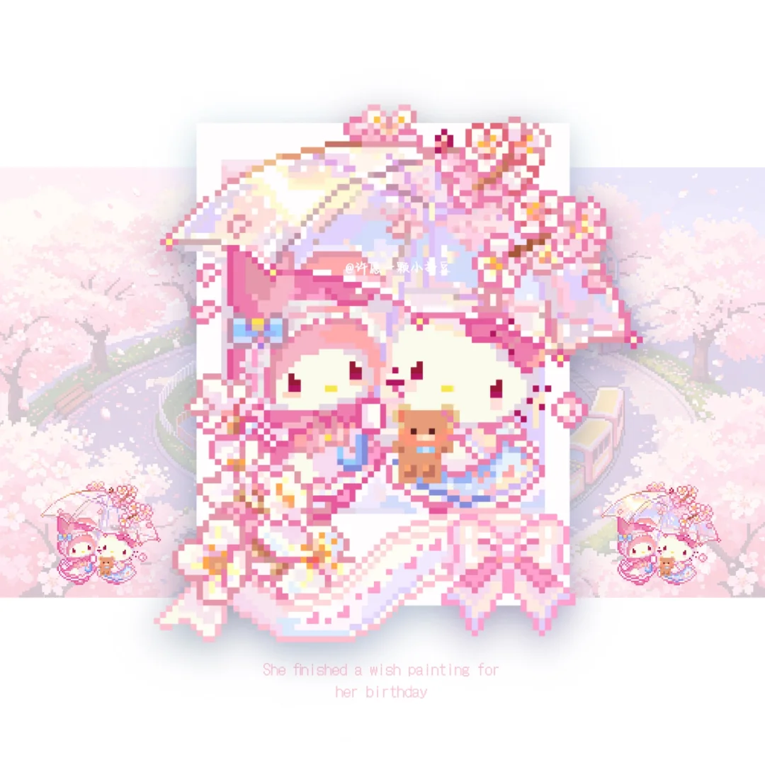 🌸把樱花雨装进拍立得！|拼豆图纸-零一像素实验室